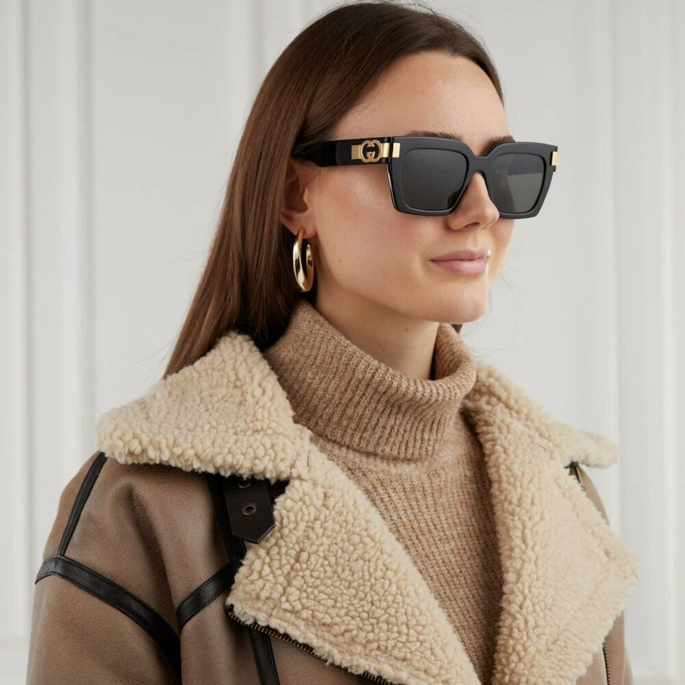 Gucci Women Sunglasses Black Grey Square GG1689S 001 NEW AUTHENTIC - Picture 16 of 16